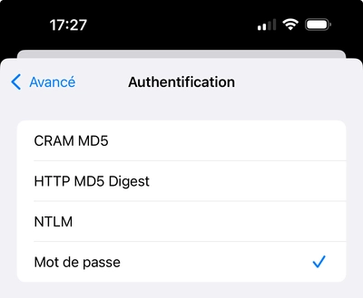 Configuration de l'authentification sur iPhone