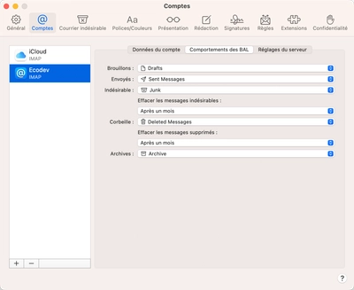 Configuration des boîtes spéciales dans Outlook 2016