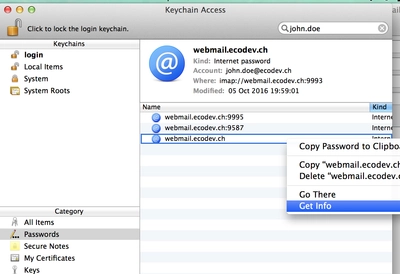Retrouver un mot de passe dans via le Trousseau d'accès sur Mac