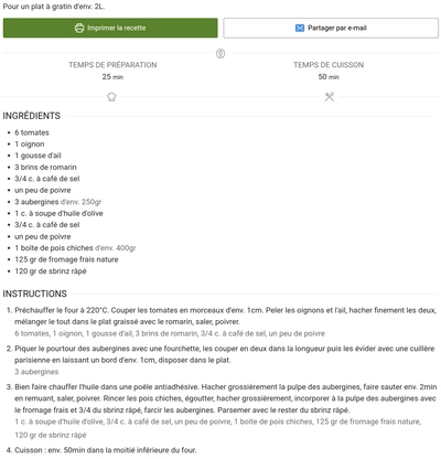 Recette de l'aubergines farcies végétariennes