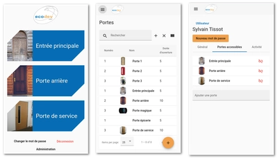 interface utilisateur de l'app Ecolock