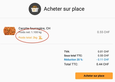 Poids net et brut automatique