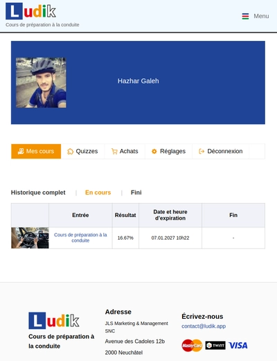 Ludik sur iPad Pro 11- Page de compte